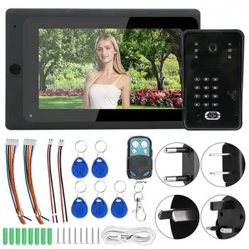 

7in Wired Wifi Video Doorbell TFT LCD Display Remote APP Password ID Card Night Vision Doorphone 100-240V mirilla digital