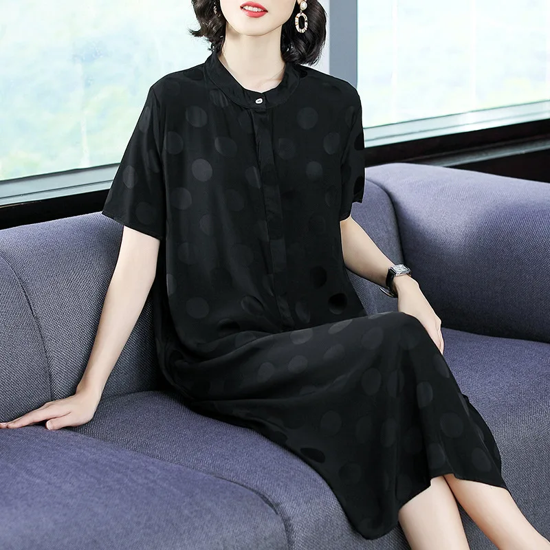 

Summer Wear 2019 New Style Cupro New Style Dress Kuotaitai Loose-Fit Nobility Faux Silk Mid-length Loose And Plus-sized