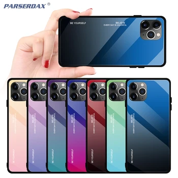 

Gradient Tempered Glass Phone Case For Apple iPhone 11 Pro Max X XS XR 8 7 Plus 6 6S Silicone Soft Edge Bumper Cover 50Pcs