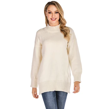 

WIXRA Women Sweater Casual Solid Turtleneck Female Pullover Full Sleeve Warm 2019 Spring Autumn Winter Knitted Jumpers