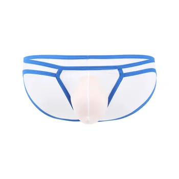 

Men's Briefs Sexy Low Rise Briefs See Through Thongs Bulge Underwear Contrast Color Male Intimates Underpants