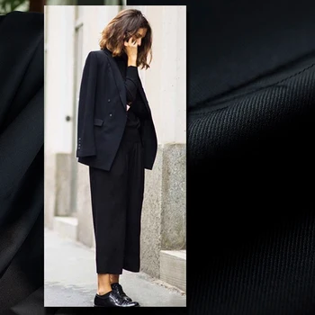 

Solid dark navy color worsted pure wool fabric,twill texture,good drape,sewing for suits,jacket,dress,pants,craft by the yard