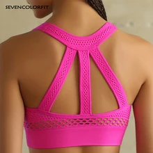 Розовый бесшовный спортивный бюстгальтер с высокой отдачей и ремешками, топы для спортзала, женский бюстгальтер, бюстгальтер для йоги, фитнеса, бега, спортивные бюстгальтеры с подкладкой, пуш-ап, одежда для активного отдыха