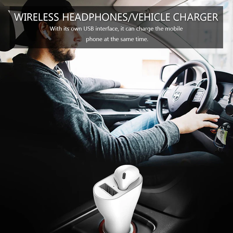 Автомобильная bluetooth-гарнитура 2 в 1 Bluetooth гарнитура USB Автомобильное зарядное устройство 5,0 стерео Bluetooth гарнитура Bluetooth наушники Handsfree