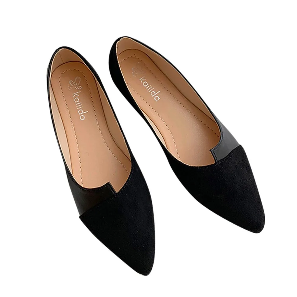  Women Flats Mujer Casual Splice Color Flats Fashion Pointed Shallow Toe Ballerina Ballet Flat Slip On Shoes damenschuhe (10)