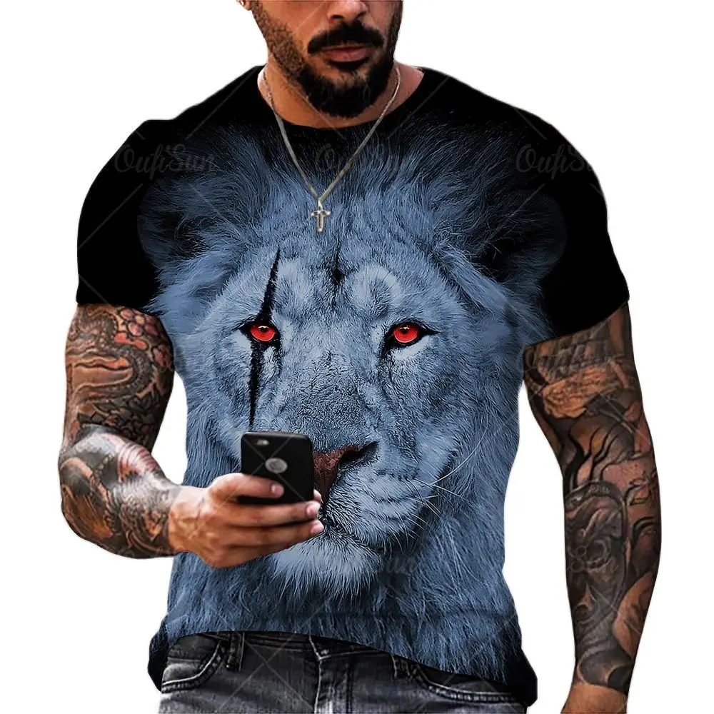 2021 New Fashion Cool T-shirt For Men’s 3D T-shirt Printing lion Short Sleeve Summer Shirt Printing T-shirt