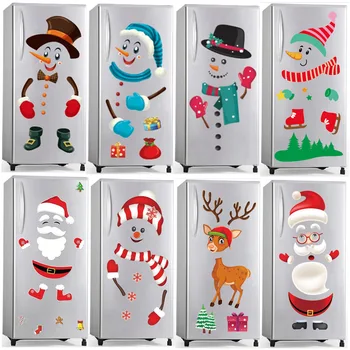 

Christmas Creative Refrigerator Santa Claus Pattern Wall Stickers Home Decoration Kitchen Home Wallpaper Refrigerator Sticker