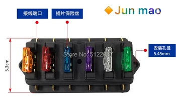 

6 Way Circuit Standard ATO Blade Fuse Box DC 12V/24V Car Fuse Block Holder with 6pcs 5A-30A Fuses
