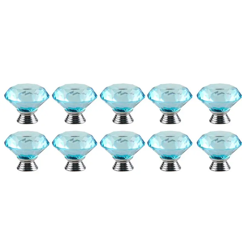 

10pcs 40mm Crystal Knob Cupboard Cabinet Wardrobe Door Knobs Drawer Pull Handle For Home