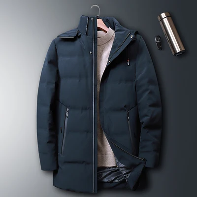 Тёмно-синий 8XL 7XL мужская куртка на утином пуху стиль средней длины Европейский стиль стильное красивое пальто толстая зимняя куртка A916 - Цвет: Тёмно-синий