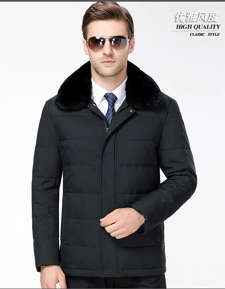 Winter New Style down Jacket Men'S Wear Middle-aged down Feather Thick Warm Men's Fox Fur down Jacket