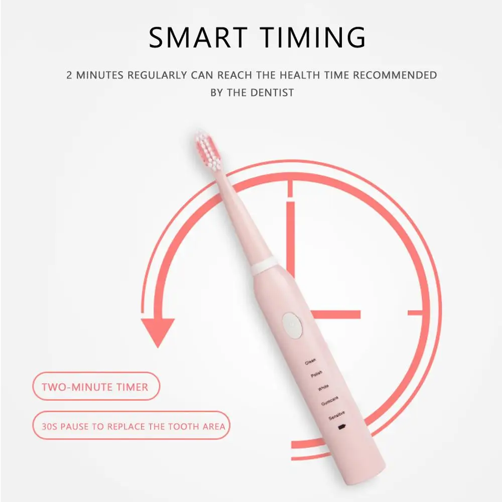 Rechargeable Sonic Electric Toothbrush with 8 Replacement Toothbrush Heads Washable Ultrasonic Whitening Tooth Brush Adult Rechargeable Sonic Electric Toothbrush with 8 Replacement Toothbrush Heads Washable Ultrasonic Whitening Tooth Brush Adult
