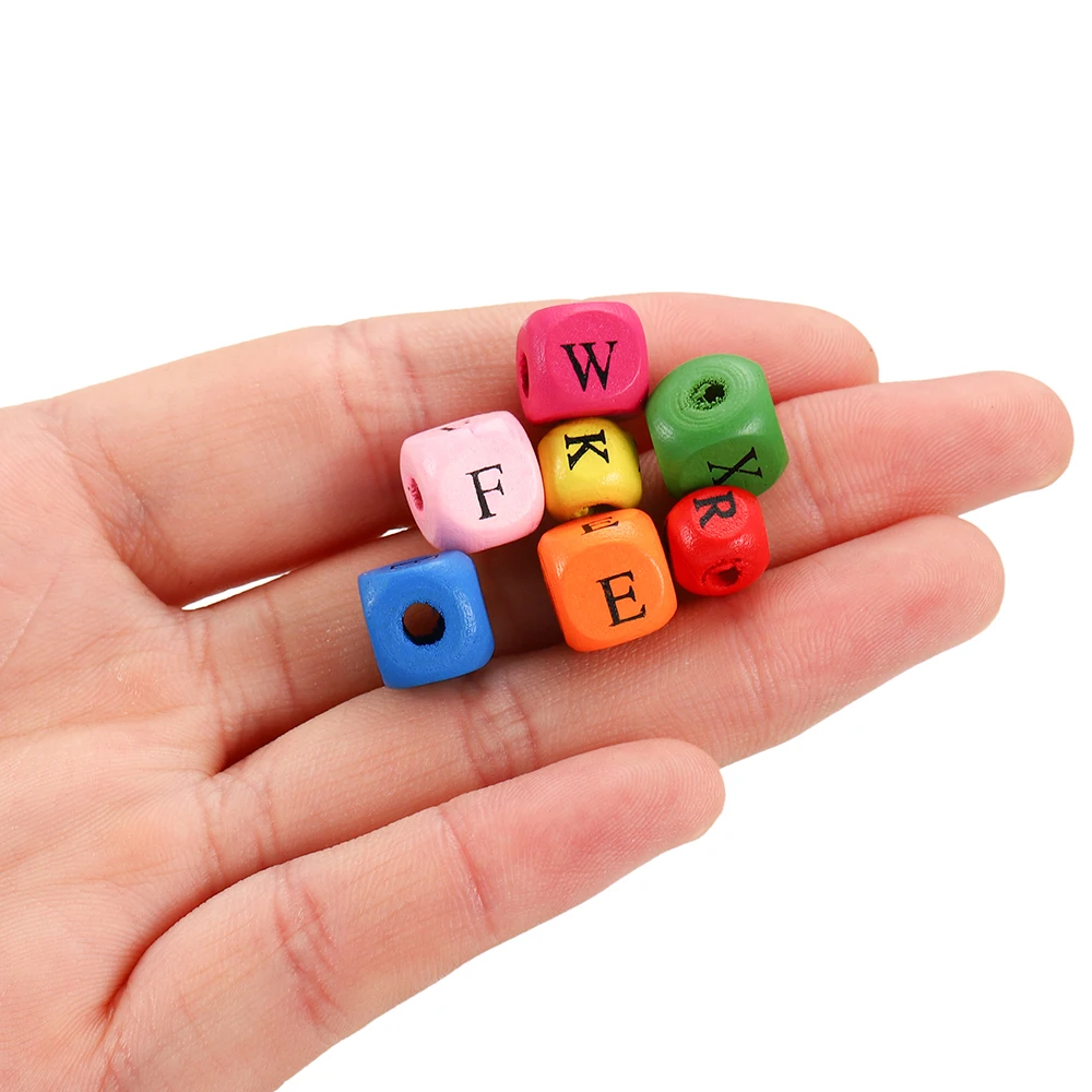 10mm Square Letter Beads Wooden Alphabet Spacer Bead Craft Jewelry