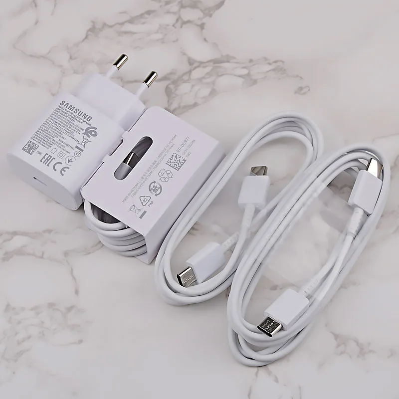 5v 3a usb c Original Samsung Galaxy Note 10 25W Super Fast Charging Adapter PD Charger 100CM USB C To USB C Cable For S20 Ultra S20+ A71 A91 65 w charger