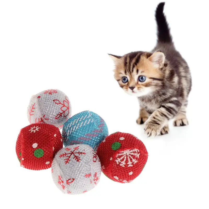 5 шт. игрушки для кошек Рождественский шар кошачья мяча любимцы котята интерактивный тизер забавные поставки GXMA