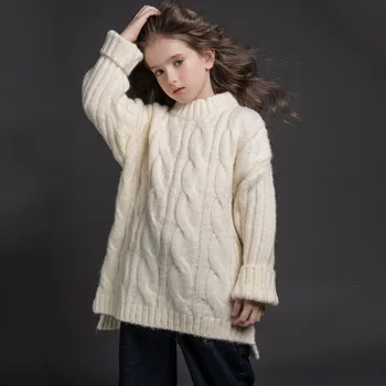 

5 to 14 Years Girls Knit Sweaters Autumn Winter 100% Soft Cotton Pullovers Kids Children Casual Knitwear Knitted Top Clothes