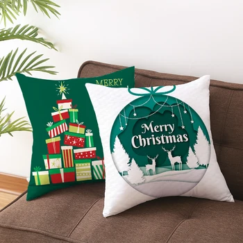 

Christmas 2 Ppicture Pack Style Throw Pillowcase Custom Home Car Cushion Cover45X45CM (One Side)#YWJZ-TPR080