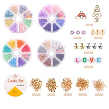 

1Set DIY Soft Pottery Beads Set for Kids Colorful Boho Summer Beach Jewelry Children's Crafts Making Bracelet Necklace With Name