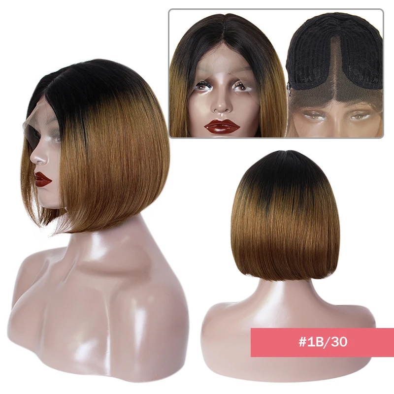 Ali Queen Brazilian Straight Part Lace Wigs Middle Part #1B #613 #1B/613 #1B/30 #1B/99J #1B/27 Short Bob Remy Human Hair Wigs