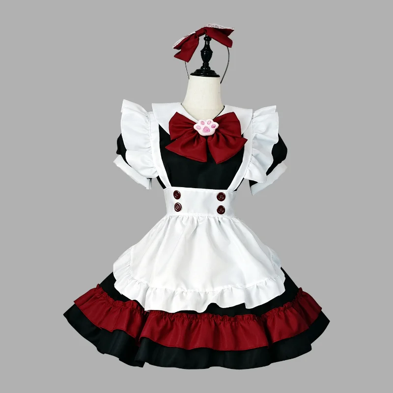 Halloween Vampire Little Devil Maid Lolita Uniform Gothic Black and Red Anime Cosplay Costume Sweet Japanese French Outfit | Тематическая