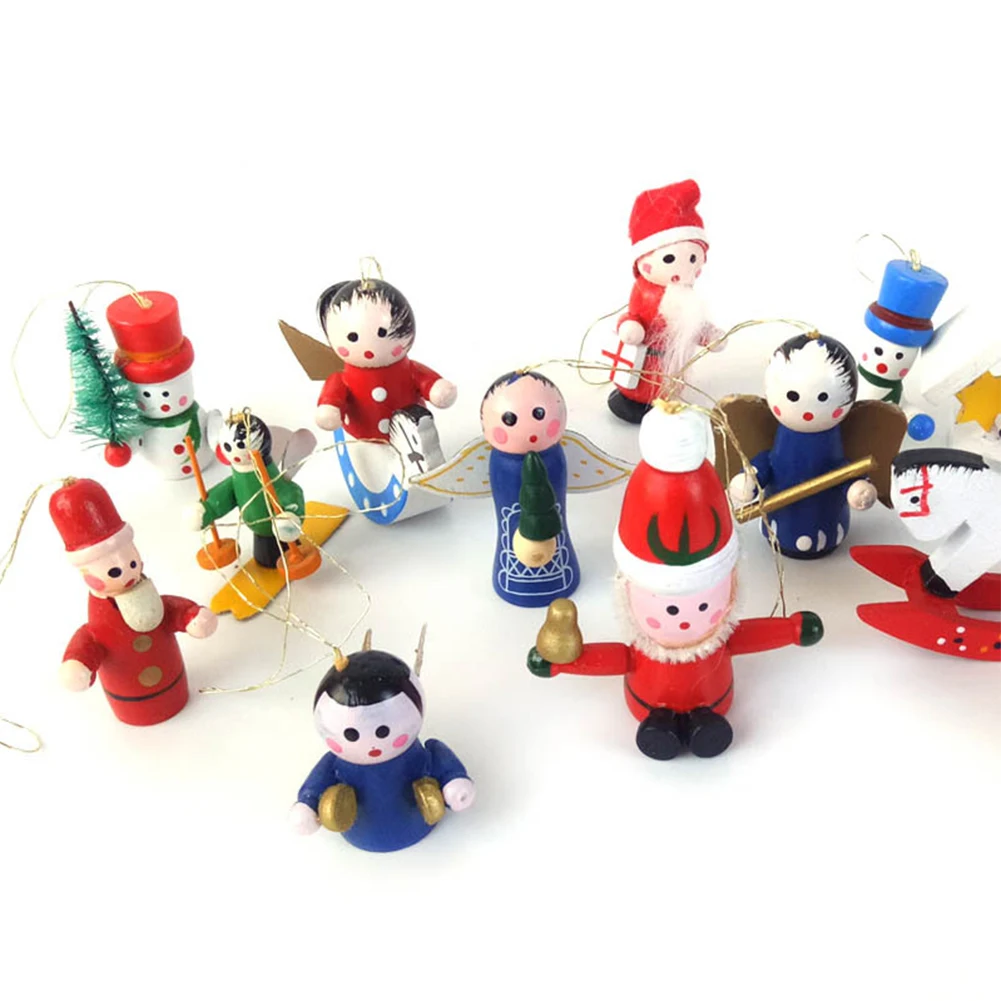 

Set of 24pcs Christmas Crafts Wooden Ornaments Handmade Crafted Miniature Christmas Tree Party Decorations Pendant Unisex