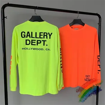 

2020fw Gallery Dept T-shirts Men Women 1:1 High Quality Oversize Fluorescent Green Gallery Dept Long Sleeve T Shirt