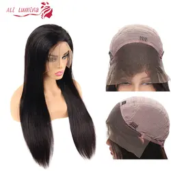 Али Lumina 13X4 Синтетические волосы на кружеве человеческих волос парик перуанский парик из волос для Для женщин длинные прямые волосы Реми