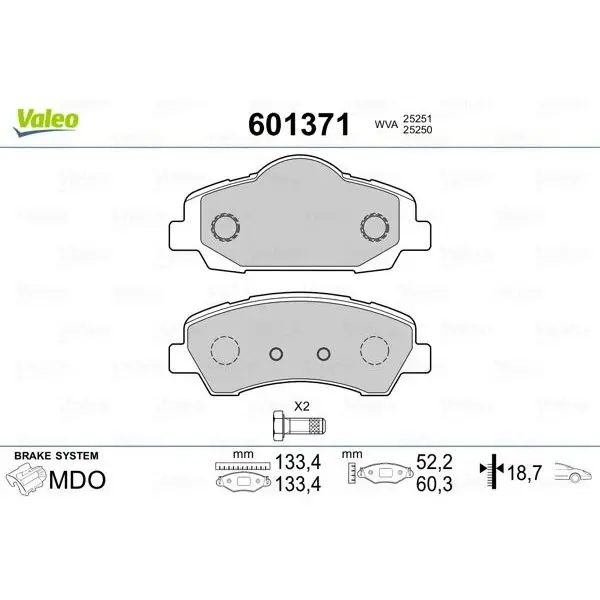 Колодки торм. пер. CI C4, PEU 308, 301 VALEO 601371