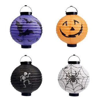 

Luminated Halloween Pumpkin Lantern Horror Paper Glow Spider Skull Bat LED Lamp Halloween Decorations For Home Festival Party