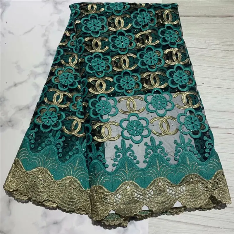 Зеленый цвет африканская кружевная ткань, вышитое кружево в нигерийском стиле ткань, высокое качество Французский Тюль кружевная ткань для свадьбы
