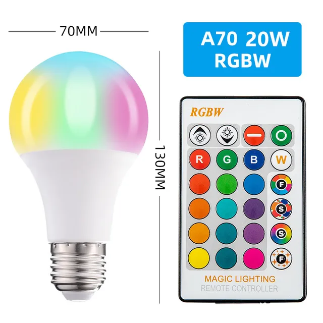 RGB Lamp Bulb LED RGBW  5W/7W/10W/15W/20W Remote Control   Colorful  Changing Home Decorative  Atmosphere  Lamp Bulb 20W