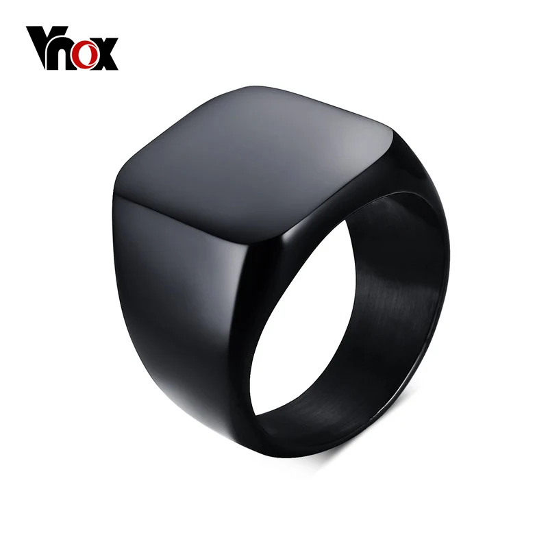 Мужское кольцо Vnox Smooth черное в стиле панк рок Крутое модное перстень для мужчин вечерние ювелирные