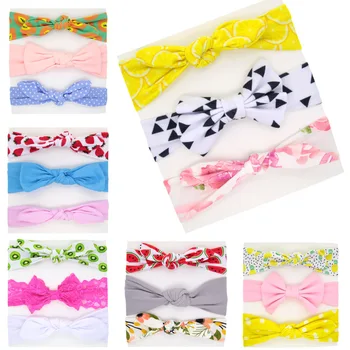 

Foreign Trade Baby Headband Accessories Female Meng baby bow hair band three suit elastic rabbit ears wholesale