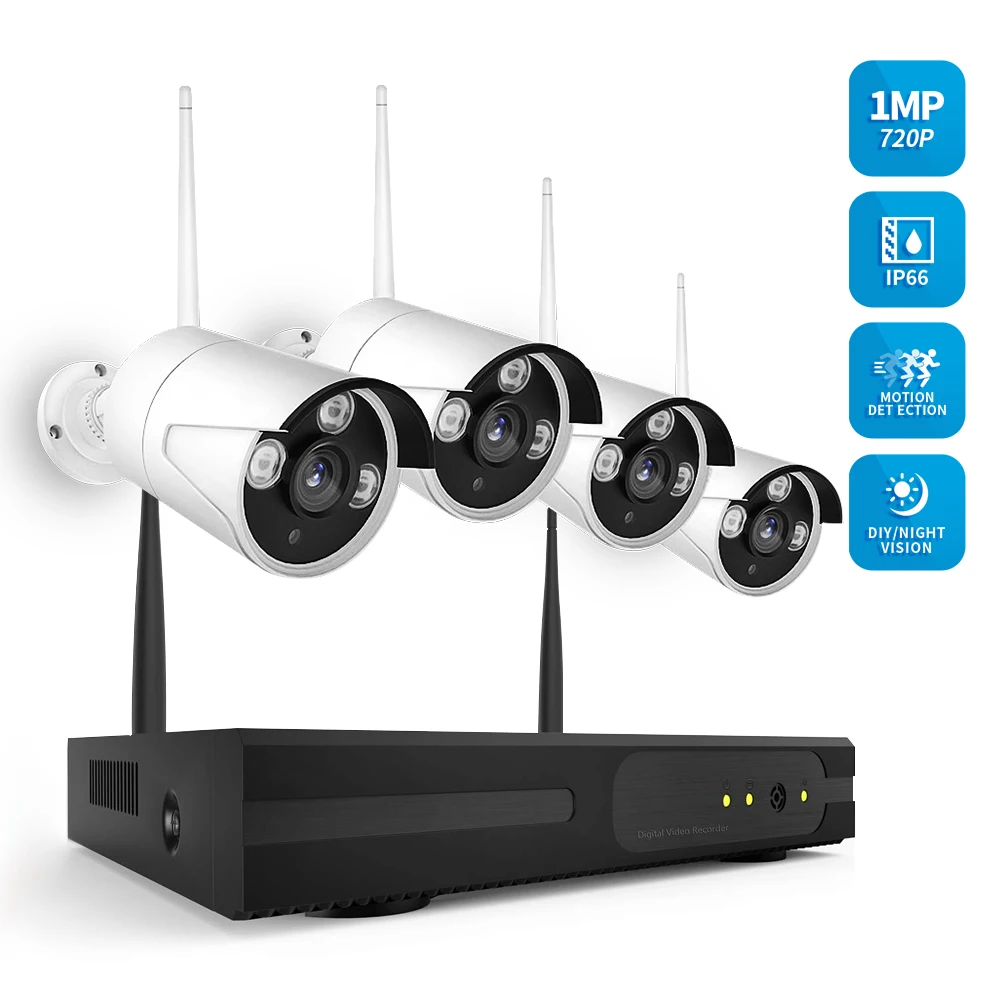 

Wireless NVR Kit Security Surveillance 720P WIFI Home Security Camera Monitor Night Vision P2P Motion Detection Alarm Trigger