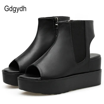 

Gdgydh 2020 Summer Women Boots Zipper Elastic Band Ankle Boots Open Toe High Heeled Female Short Boots Drop Shipping Women Shoes