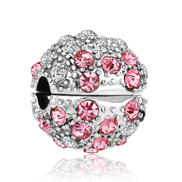 Real 925 Sterling Silver Pink Enamel juice heart sunset clip Charms Beads Fit 3mm Bracelet For Women Pendant Jewelry Making