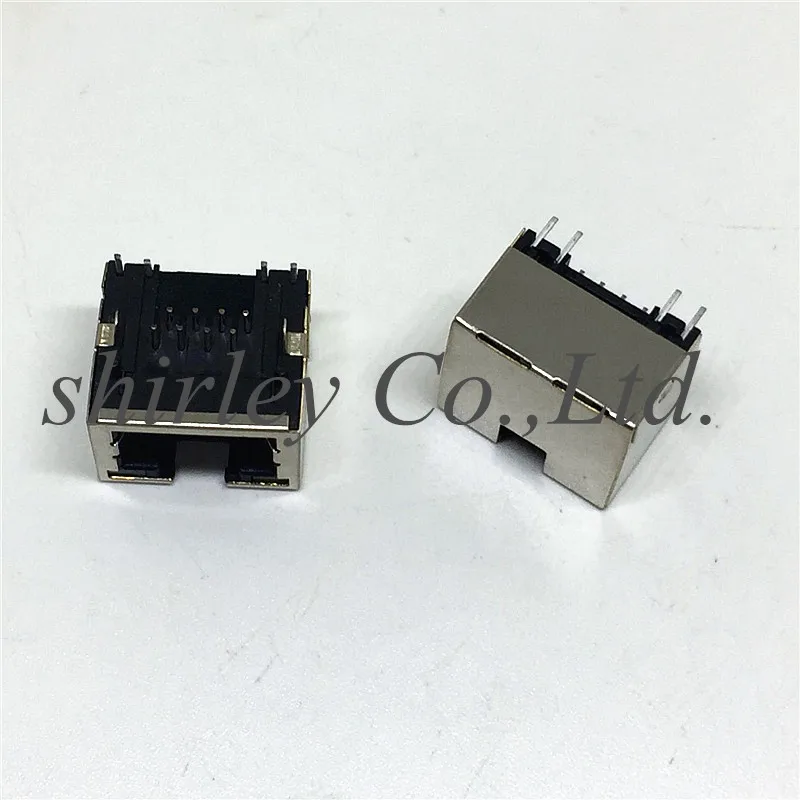 100% Новый RJ45 Модульный сетевой разъем PCB 56 8P 8C LAN экранированный со светодиодной