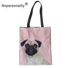 Многоразовая сумка для покупок с принтом мопса, Женская Холщовая Сумка-тоут, женские сумки, вместительная сумка на плечо на заказ