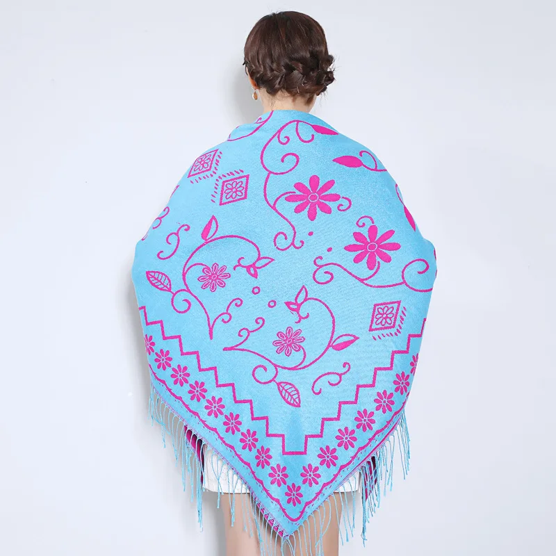 Модный бренд Matagorda осенний женский шарф 55 дюймов кашемировый большой квадратный платок с бахромой шарфы жаккард Пашмина накидка - Цвет: 10