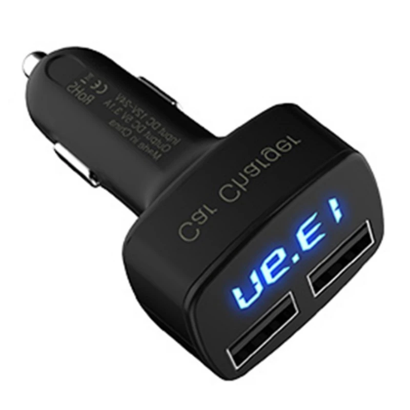Dual USB Car Charger 4 in 1 Thermometer Digital Display Charging Cigarette Lighter For Mobile Phone | Мобильные телефоны и
