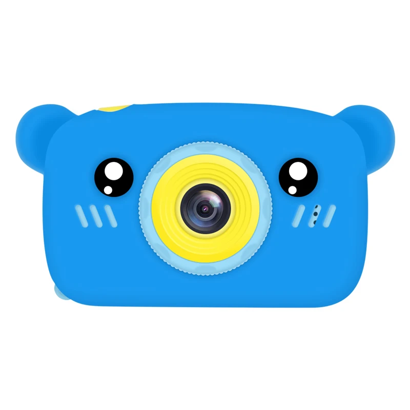 Милая мультяшная детская камера 2,0 дюймов Мини Цифровая видеокамера HD 1080P фотография Vlog детская игрушка подарок микро камера видеокамера - Цвет: Bear-Blue