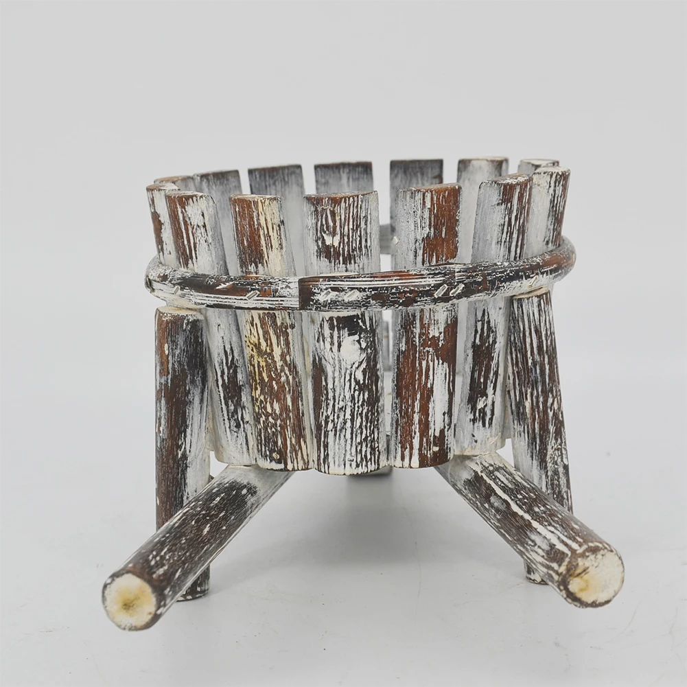 Portable Ornamental Home Outdoor Organizer Tricycle Shape Container Planting Flower Pot Carbonized Wooden Storage Garden Decor