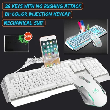 

Mechanical Feel Gaming Keyboard Wired USB LED Backlit Waterproof Keyboard Mouse Combo Sets for Gamer Tablet Desktop