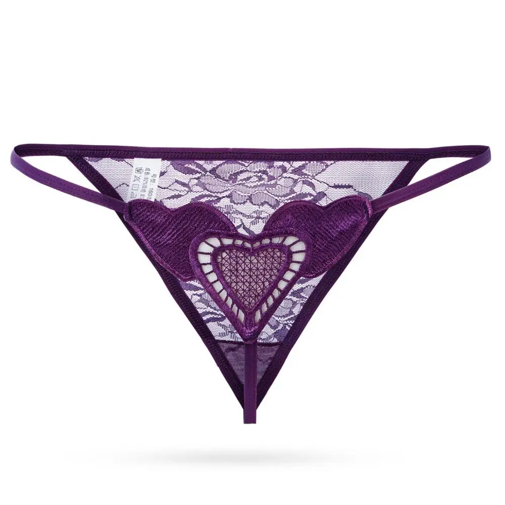 Erotic lingerie Women's Underpants G-Strip translucent Sexy Mesh Lace Heart Shape Panties Ladies Low Waist Briefs Thong