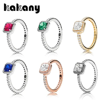 

Kakany S925 Sterling Silver Classic Rose Gold Timeless Elegant Ring Transparent Cz Original High Quality 1:1 Fashion Jewelry Diy