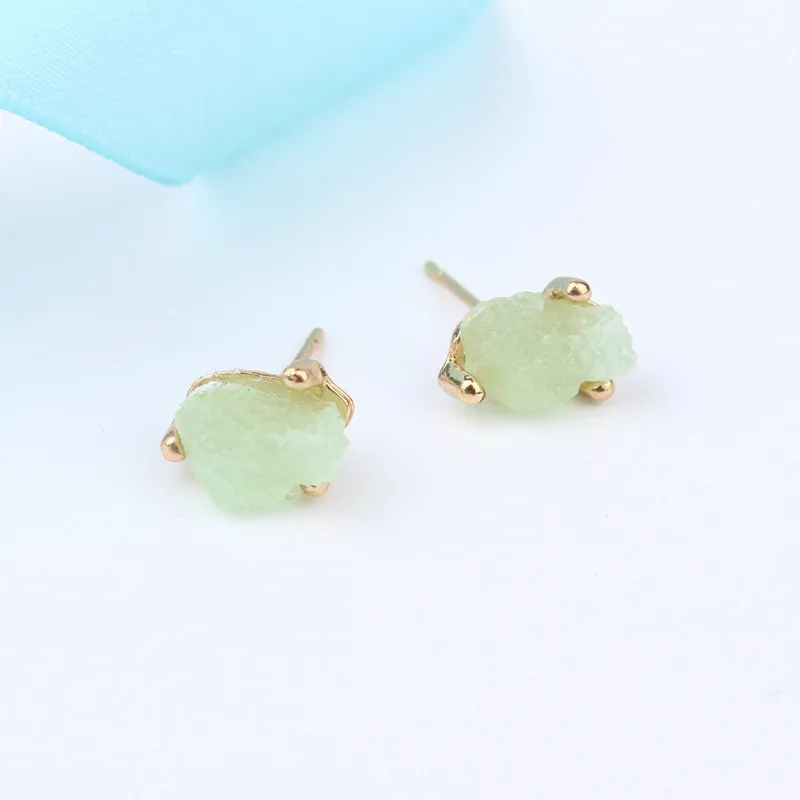Simple Little Cute Bijoux Female Piercing Earrings For Women Jewelry Trendy Irregular Druzy Resin Small Stud Earrings Gift J101 (8)