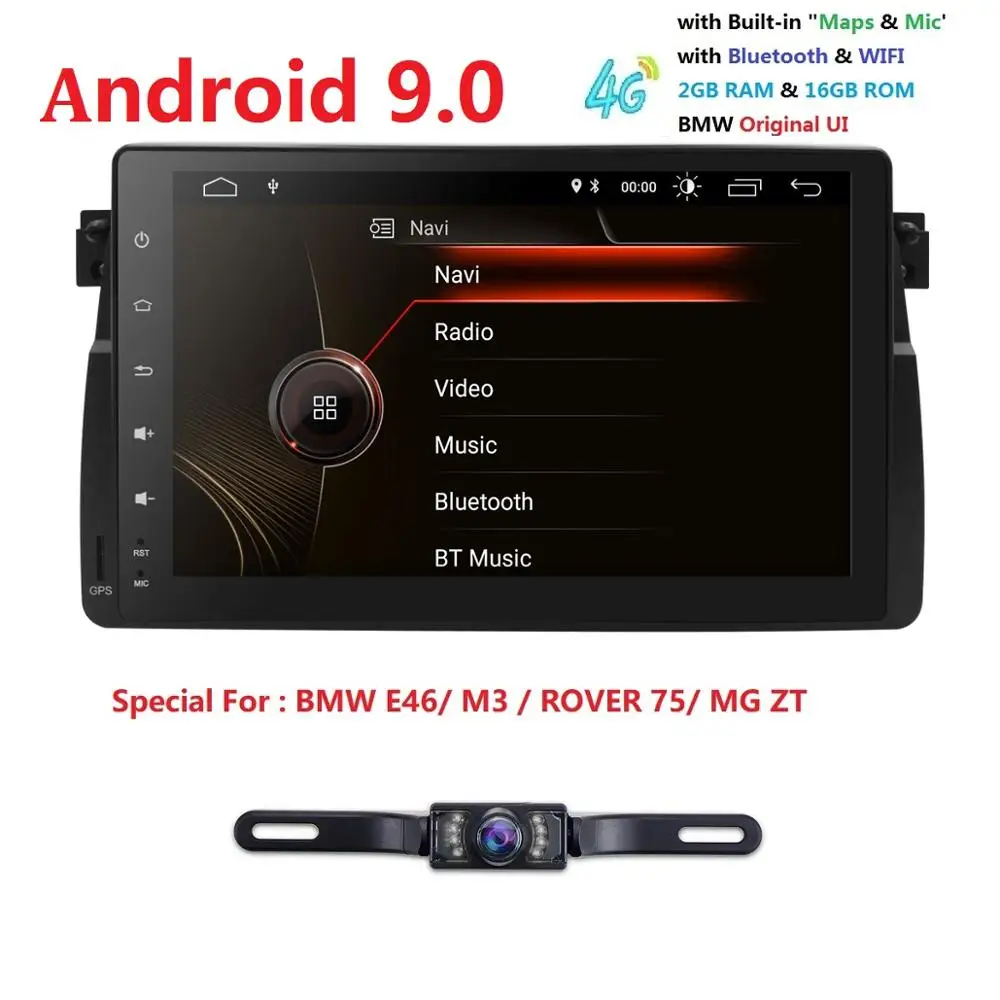 Sale 9" 1Din Quad-Core Android 9.0 Car NO-DVD Player Stereo For BMW E46 MG ZT M3 Radio WIFI Bluetooth OBD2 Navi TPMS+Rear Camera+Map 1 Sale 9" 1Din Quad-Core Android 9.0 Car NO-DVD Player Stereo For BMW E46 MG ZT M3 Radio WIFI Bluetooth OBD2 Navi TPMS+Rear Camera+Map 1