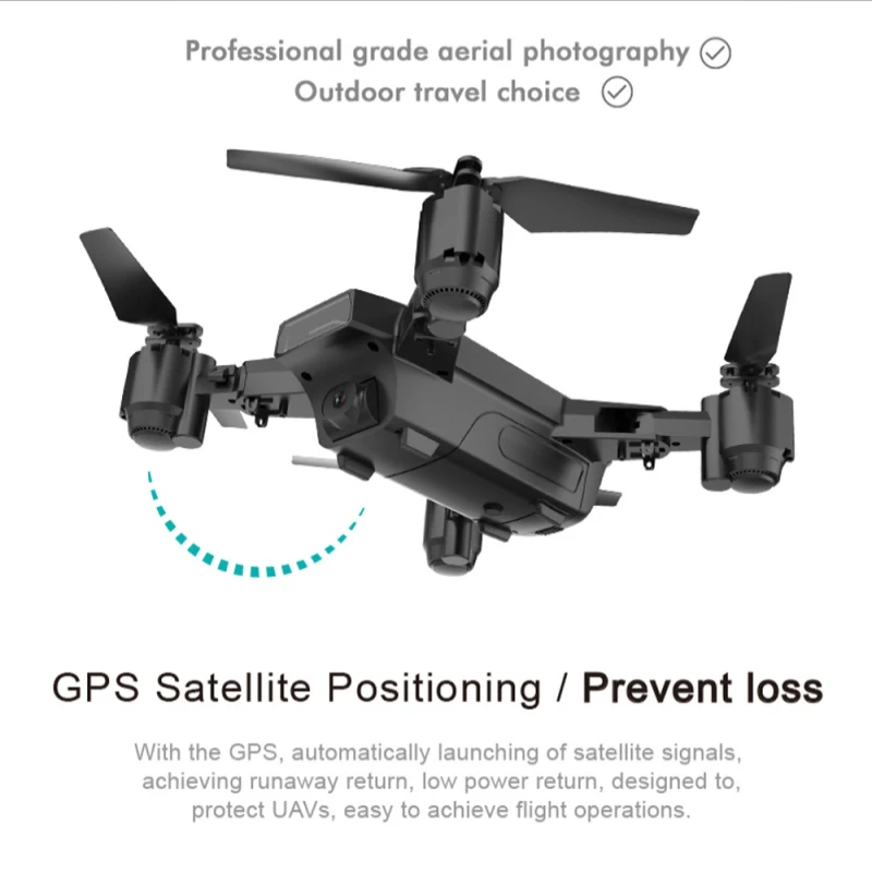 Professional Level Foldable Dual GPS Smart Follow Me RC Drone 5G 1080P Wide WIFI Camera Multi-Point Flight Radio Control Drone