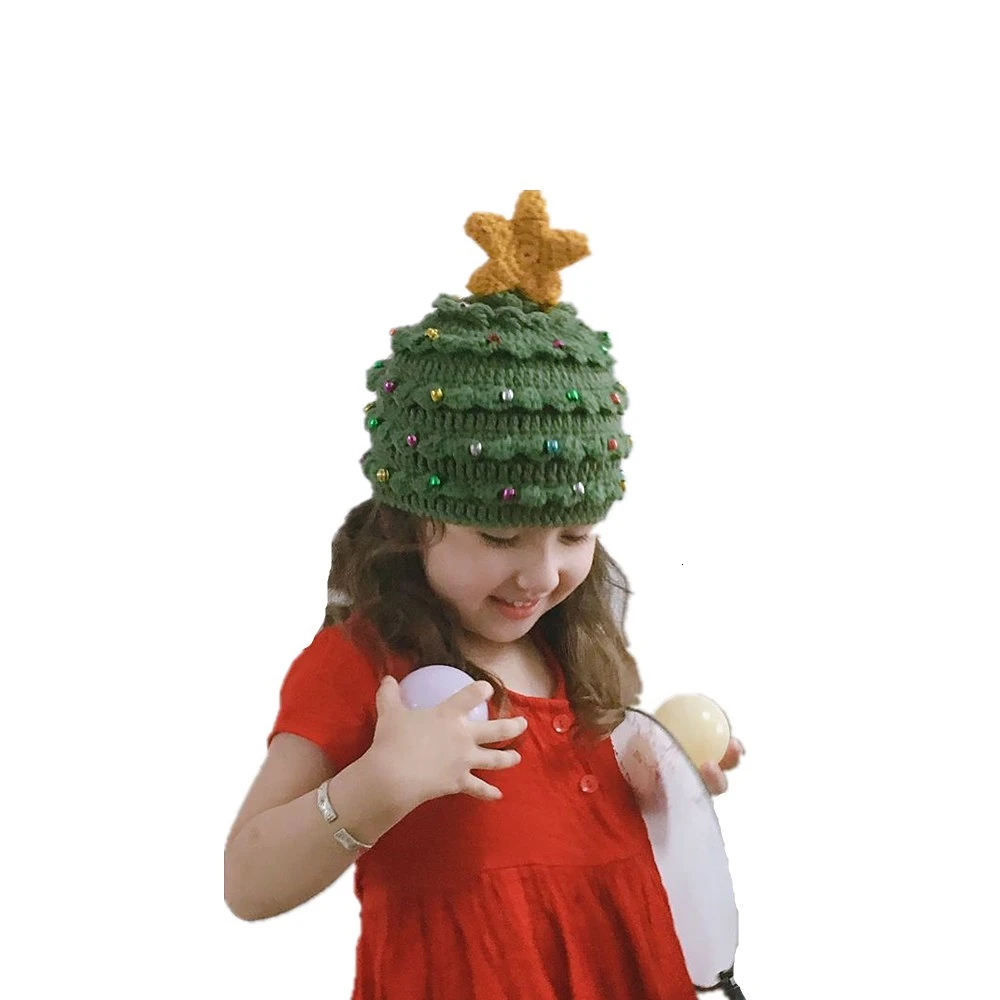 Рождественские одинаковые шапки для всей семьи, шерстяные зимние шапки для взрослых и детей, шапки звезды для рождественской елки, шапки для мужчин и женщин, вязаные крючком ручной крючок, реквизит для фотосессии