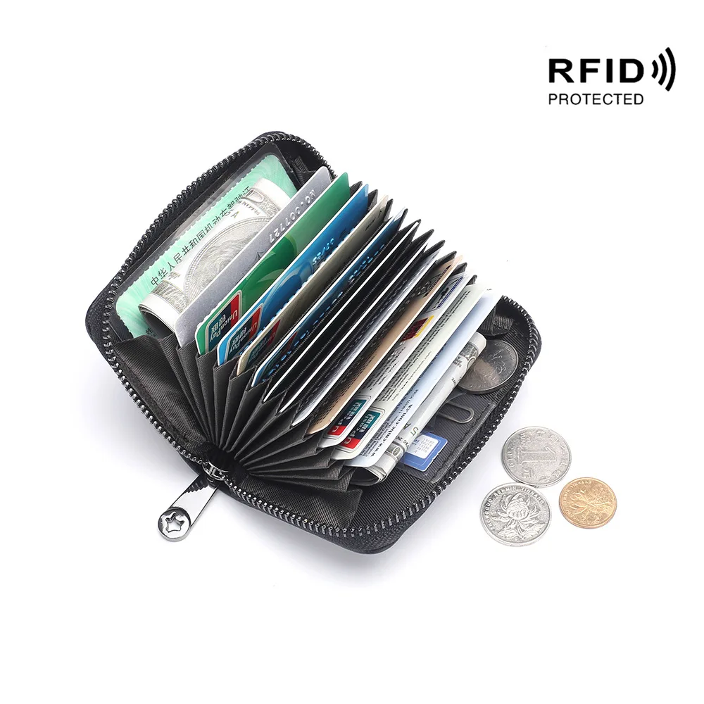 12 Card Slots Women Card Holder Fashion Genuine Leather Brand Rfid Anti-Scanning Female Card Wallet Certificate Holder Organizer